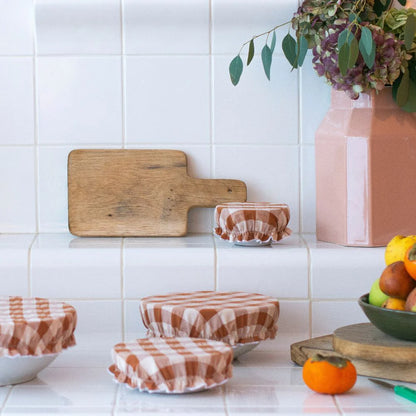 Set de 4 Charlottes Couvre-Plat - Vichy Argile