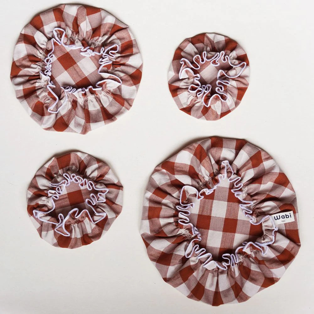 Set de 4 Charlottes Couvre-Plat - Vichy Argile
