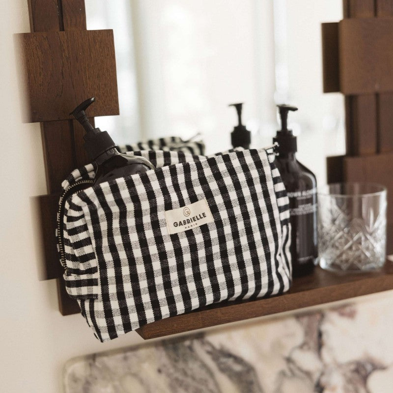 Trousse de Toilette en Coton Vichy Black